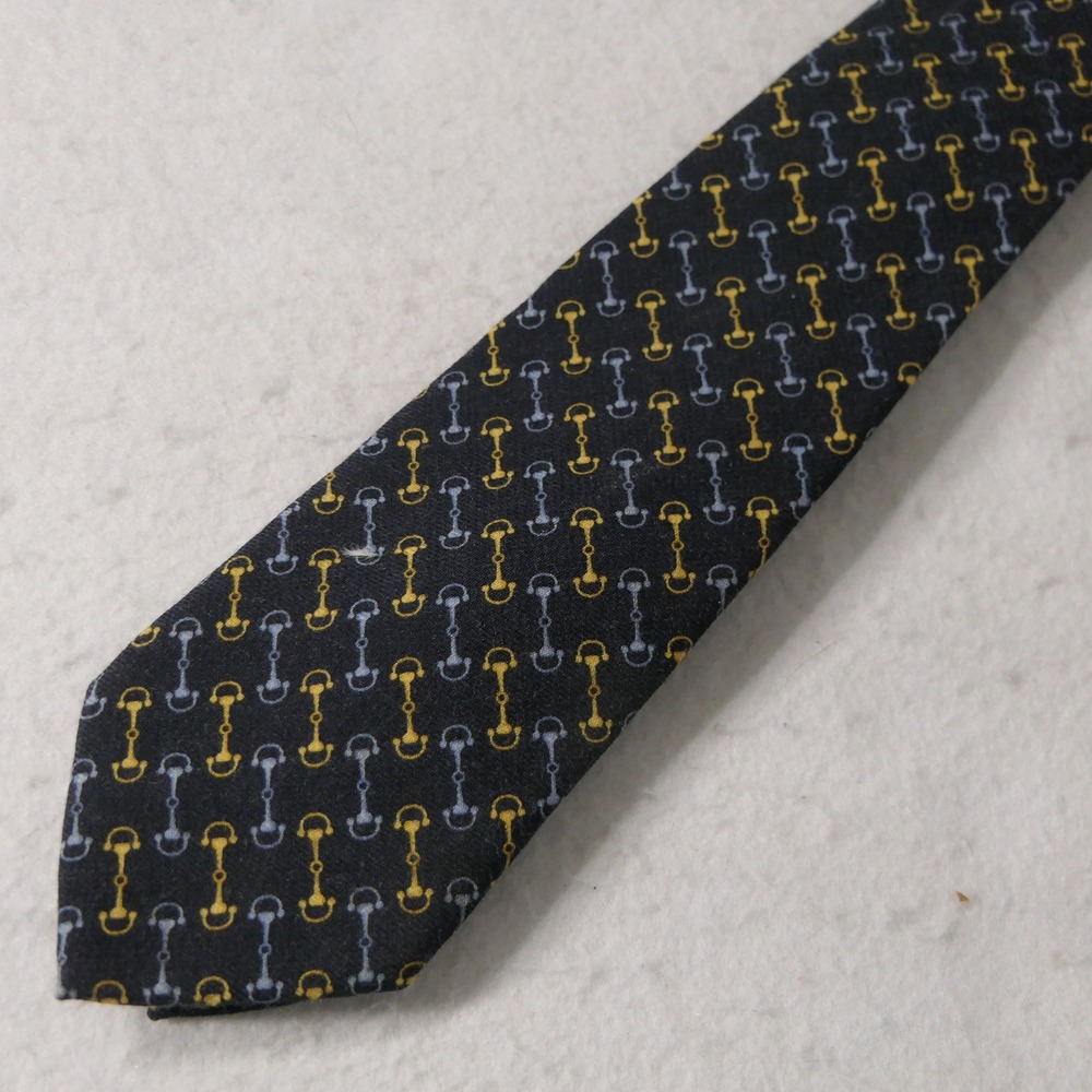 Brooks Brothers Mens Necktie OS Navy‎ Equestrian Horsebit Preppy Wool Blend
